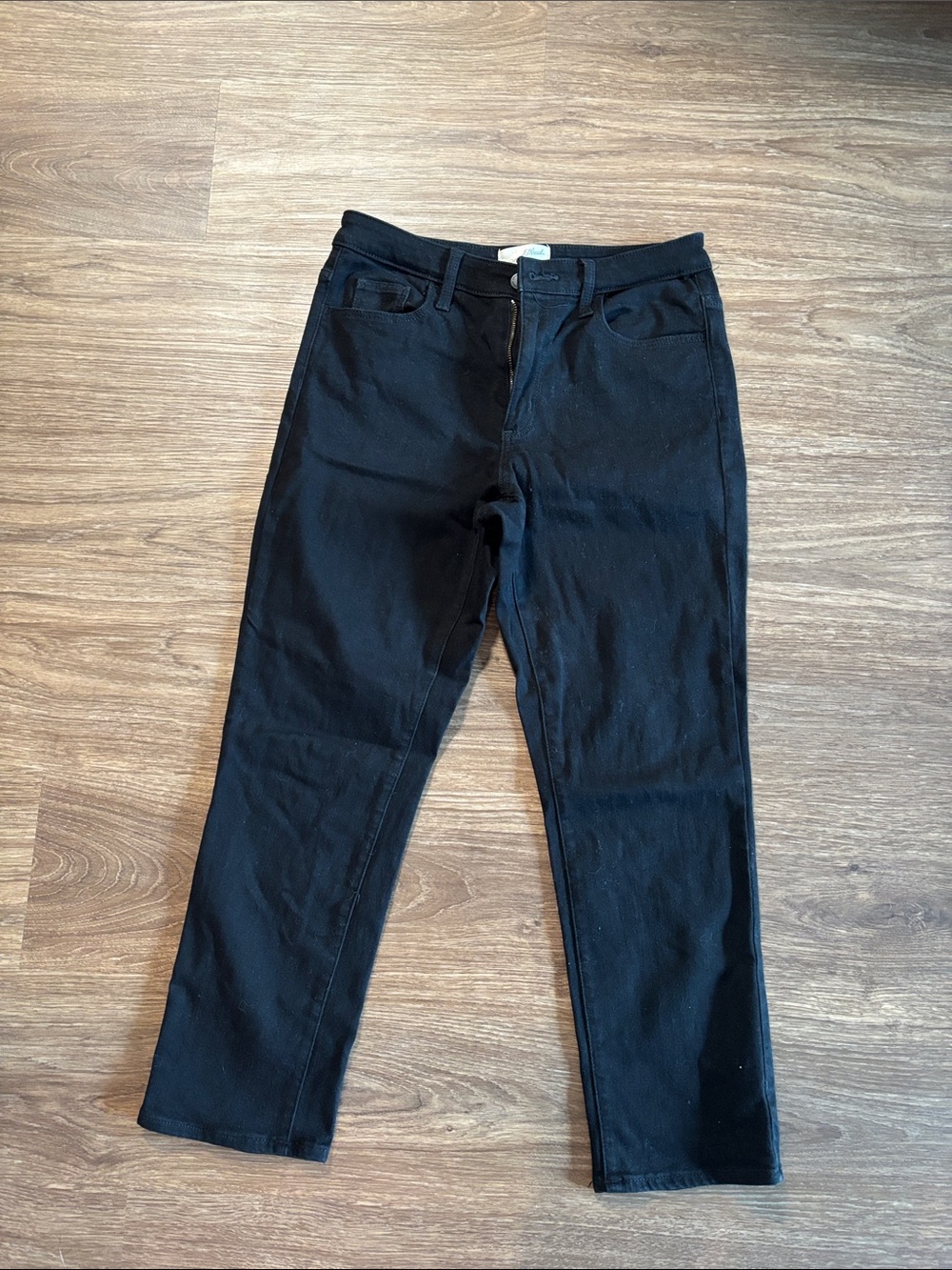Women’s high rise slim straight Black Straight Jeans short 4